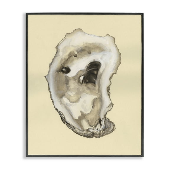 Stupell Industries Natural Oyster Shell Nautical & Beach Painting Black Framed Art Print Wall Art, 11 x 14