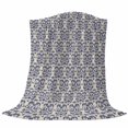 thumbnail image 6 of Navy Blue Baroque Blanket Soft Cozy Warm Twin Blanket for Bed, Plush Fuzzy Flannel Fleece Blankets for Sofa, Vintage Abstract Art Pattern Throw Blankets for Couch, Gifts for Men, 60"x80", 6 of 9