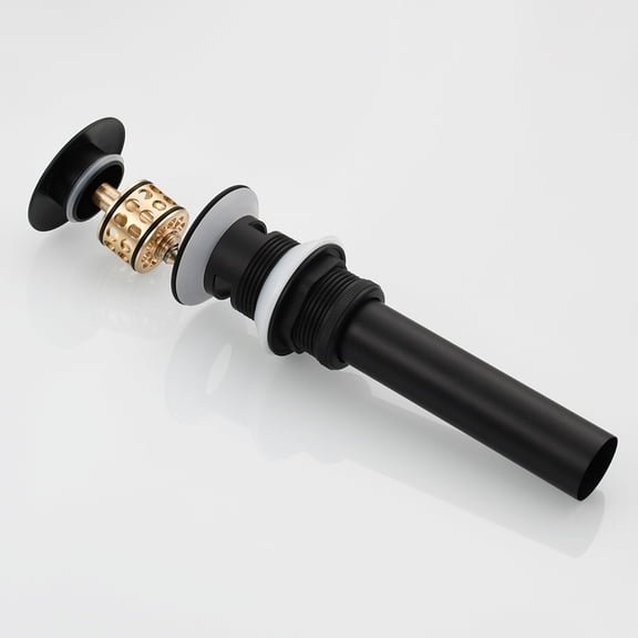 Veryke Sink Pop Up Drain Stopper, with Overflow, Removable Strainer Basket Black