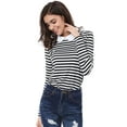 thumbnail image 4 of Disfraz de Halloween para mujer Allegra K blusa a rayas en contraste Peter Pan Negro M, 4 of 6
