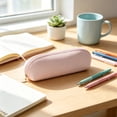 thumbnail image 2 of Btomtd PU Leather Pencil Pouch, Large Capacity Pencil Case for Students, Waterproof Cosmetic Brush Organizer, Pink, 2 of 6