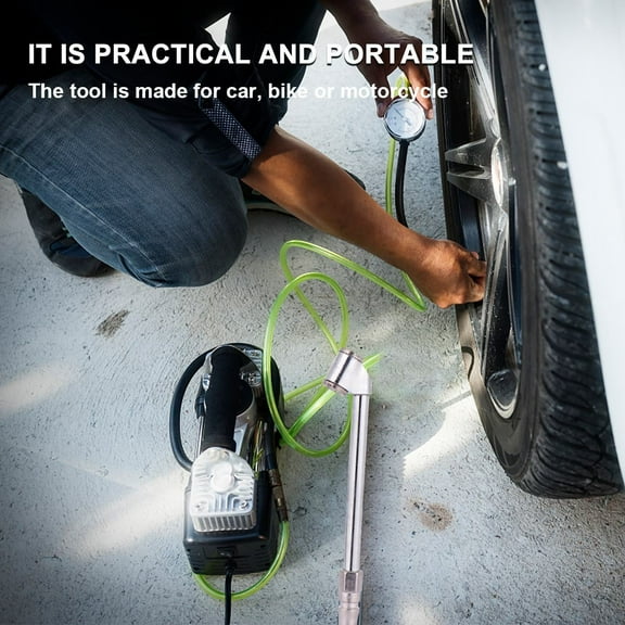 FRCOLOR Durable Tire Inflator for Cars Bikes with Metal Connector 1pc Silver Lightweight Portable