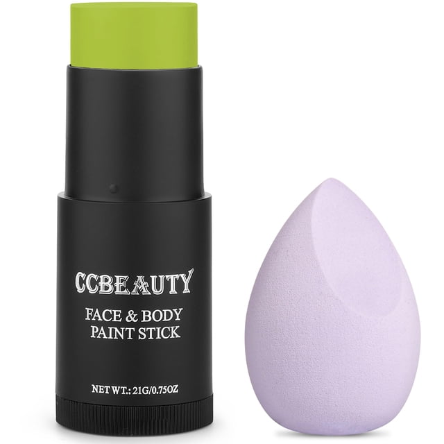 Pintura facial en barra CCBeauty Ogre Green con esponja para Halloween