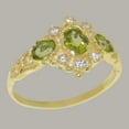 thumbnail image 2 of LBG English Made 9k Yellow Gold ring with Natural Peridot & Diamond Womens Engagement Ring - Size 9.75, 2 of 5