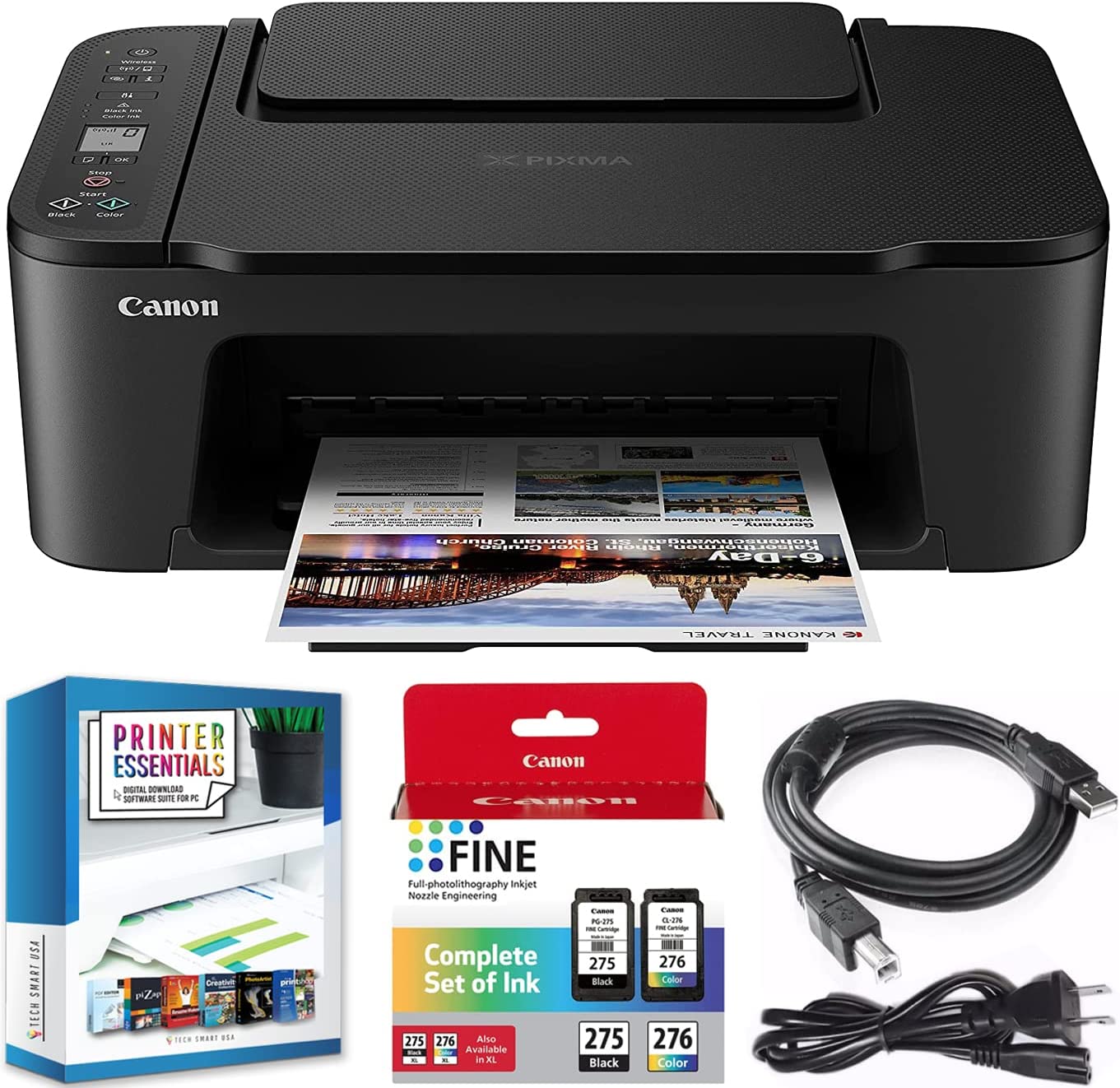Used Canon PIXMA TS3520 Wireless All-In-One Color Inkjet Printer - Foto 5