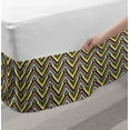 thumbnail image 2 of Abstract Bed Skirt, Oriental Artwork of Diamond Shaped Motifs Forming Colorful Zigzags, Elastic Bedskirt Dust Ruffle Wrap Around for Bedding Decor, 4 Sizes, Pastel Yellow Multicolor, by Ambesonne, 2 of 2