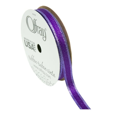Offray Ribbon, Purple 3/8 Inch Metallic Ribbon For Wedding, Crafts, And Gifting, 9 Feet, 1 Each