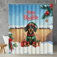 thumbnail image 2 of Merry Christmas Woofmas Xmas Noel Dachshund Elf Candy Cane Snow Shower Curtain Wiener Dog Lover Gifts Idea Waterproof Bathroom Bathtub Curtain - 13017, 2 of 5