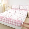 thumbnail image 3 of Manfei Kawaii Bowk Not Twin Sheet Sets,Cute Cartoon Bowtie Twin Fitted Sheet,White Pink Buffalo Flat Sheet For Girl,Breathable Home Decor,3 Pieces, 3 of 7