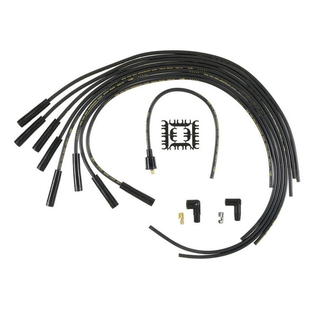 ACCEL Ensemble de Fils pour Allumage 4040K Super Stock 4000 Series; Non Assemblé; Noir; Diamètre 8 Millimètres; Silicone; Noyau en Spirale Carbon Graphite; Bottes Droites pour Allumage