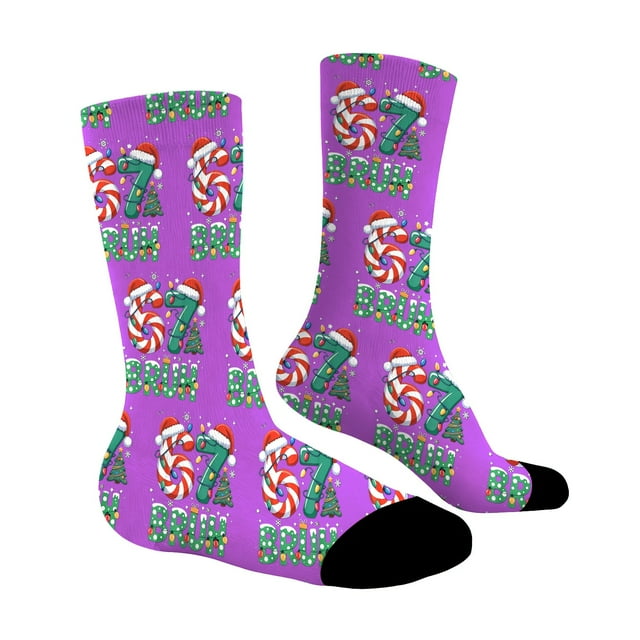 Stockings 67 Cute Printed Baseball Crew Socks Fun Patterned Knee High Socks Soft Comfortable Casual Socks For Daily Wear & Sports Polyester Long Socks