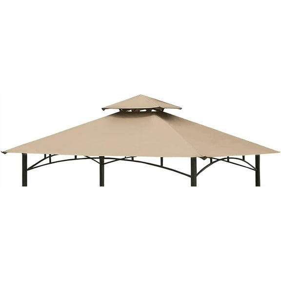 Grill Gazebo Replacement Canopy Top Cover 5×8 Double Tiered BBQ Roof ONLY FIT for Gazebo Model L-GG001PST-F (Beige) | Durable Design