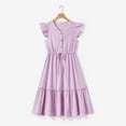 thumbnail image 6 of PatPat Family Matching Dresses Purple Toddler Girl 2T Mommy and Me Solid Color Purple Button Cotton V-neck Tiered Dress, Girl Dresses, 6 of 12