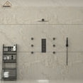 thumbnail image 2 of Boyel Living Luxury Shower System Wall Mount 3 Function 12" Thermostatic Rainfall Shower Bathroom Faucets with 6 Body Spray Jets,Matte Black, 2 of 8