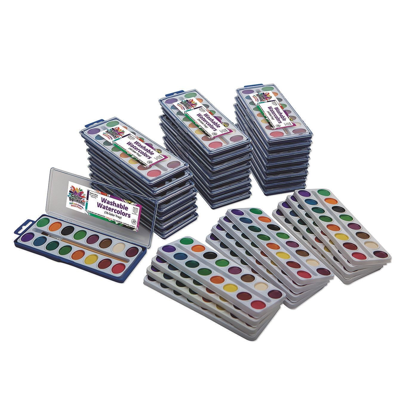 Color Splash!® Washable Watercolor Mega Pack, 16-Color Trays w/Refills (Pack of 36)