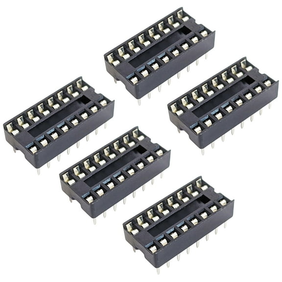 5 Pack 16 Pin Solder Tail Low Profile DIP IC Socket, 2.54mm Pitch, 7.6mm Row to Row Distance