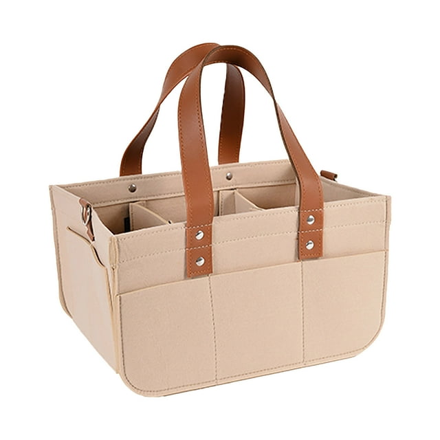 Yhmxh Bolsa de viaje para bebé de fieltro, organizador portátil para cambiador con compartimentos intercambiables, bolsa para guardar pañales, juguetes, biberones, toallitas, libros.