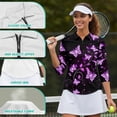 thumbnail image 6 of Uorisanigo Purple Butterflies Womens Moisture Wicking Casual Tennis Activewear Comfortable Breathable Athletic Polo Workout Tops 3/4 Sleeve Fashion Outing Wear for Women Size XL, 6 of 7