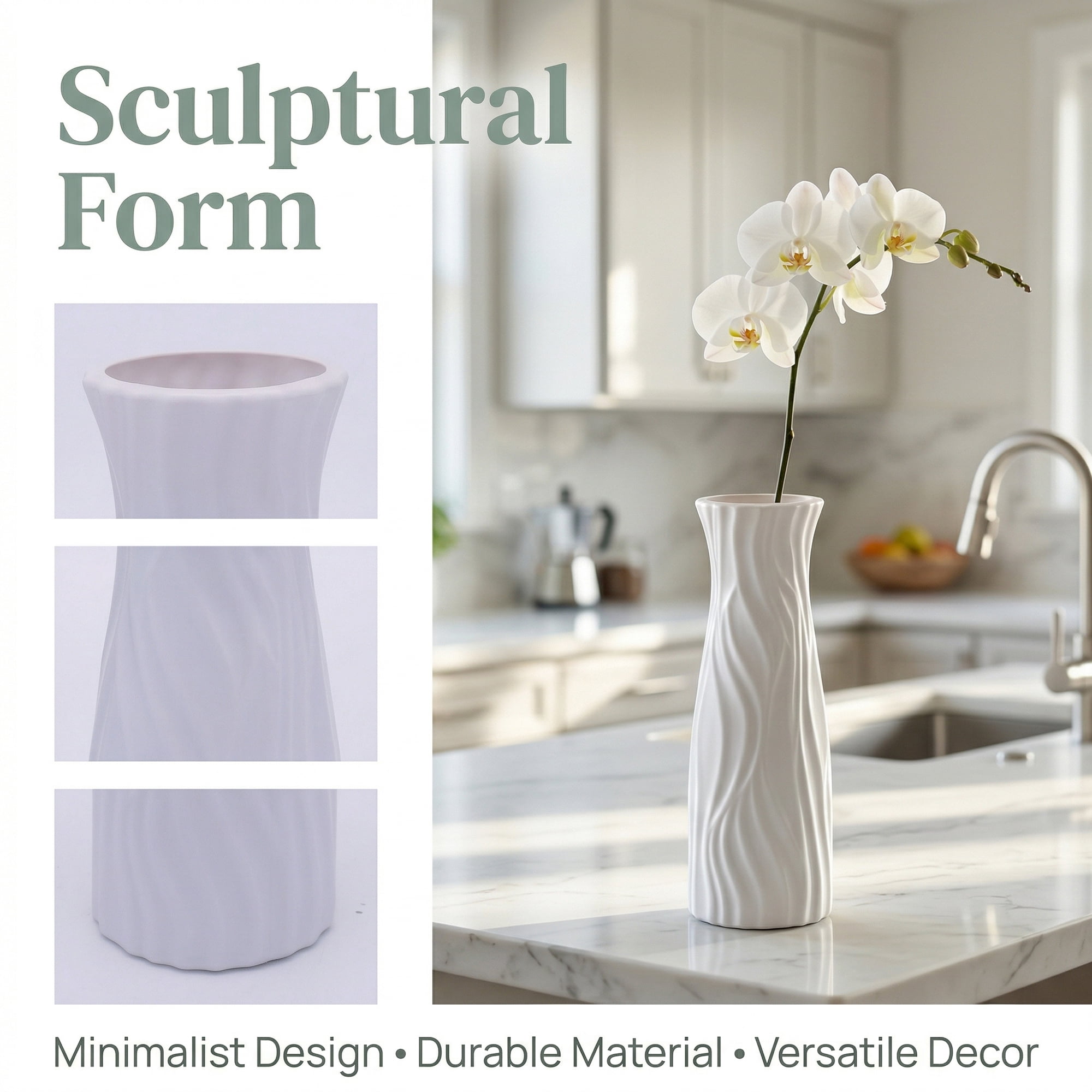 Unique Bargains Crystal Floral Slim Bloom Vase for Blossoms Grey 2.8"L x 2.8"W x 7.9"H