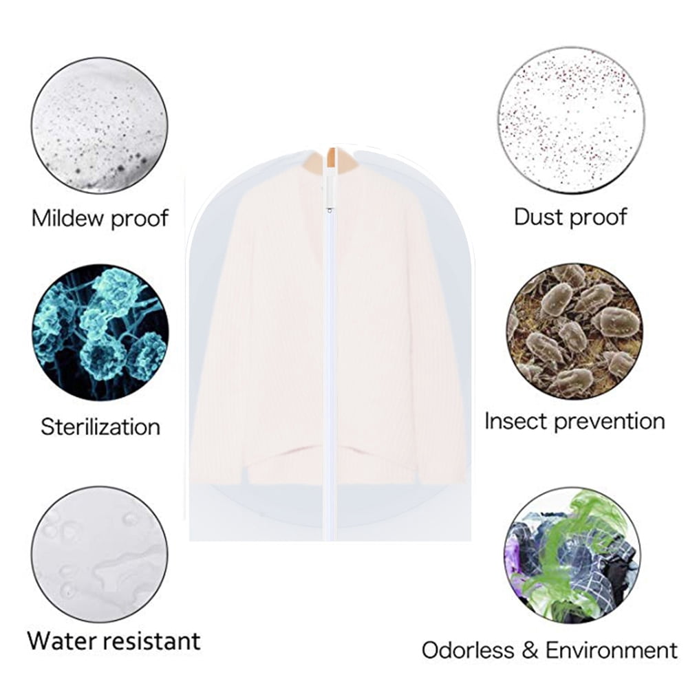 Hanging Garment Bag Lightweight Clear Full Suit Bags Moth-Proof Breathable Dust Cover for Closet Clothes Storage
