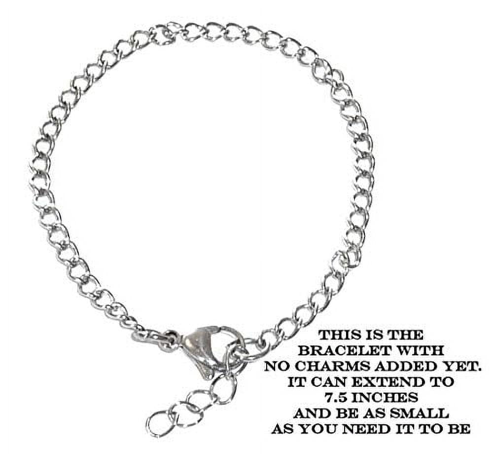 Hidden Hollow Beads Charm Bracelet, Starter, Stainless Steel Chain