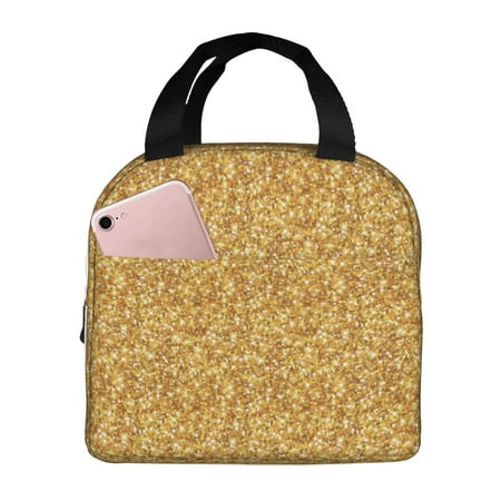 Insulated Lunch Bag for Women Men - lightning Gold Glitter Leakproof Cooler Lunch Box for Women Men  Lunch Tote Bags for Work School Picnic Travel
