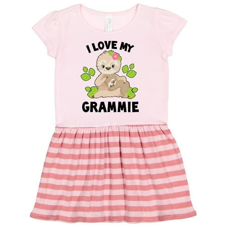 

Inktastic Cute Sloth I Love My Grammie with Green Leaves Gift Toddler Girl Dress