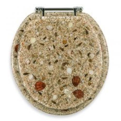 "Sea Isle" Seashell Standard Round Resin Toilet Seat Sea Shells Ocean