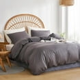 thumbnail image 3 of DuShow Seersucker Duvet Cover Queen Dark Gray-Solid Textured Bedding Cover Set,Soft Duvet Cover Set with Zipper Closure,Corner Ties(Dark Gray,90"x90"), 3 of 7