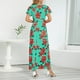 thumbnail image 3 of Vestido largo suelto de verano de manga corta con cuello en V para mujer, 3 of 5