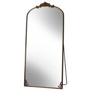 BEAUTYPEAK 74x32 Full Length Mirror with Baroque Flower Head Design Wall-Mounted Mirror,Antique Bronze