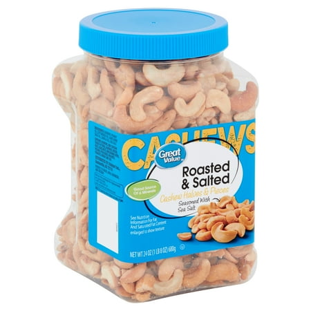Great Value Roasted & Salted Cashew Halves & Pieces, 24 oz