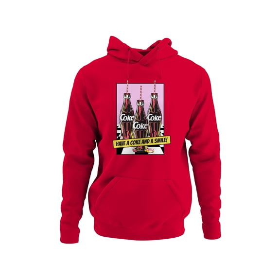 Officially Licensed Coca Cola Retro Coke Bottles with Straws Men's Hoodie