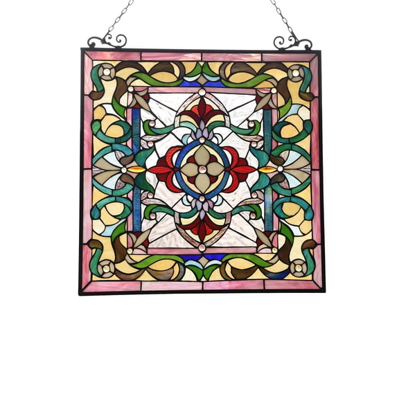 RADIANCE Goods Tiffany-Style Victorian Design Window Panel 24" x 25"