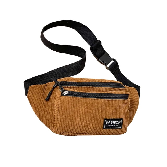 Faraee Sac Banane Bandoulière pour Femmes en Velours Côtelé, Sac à Bandoulière Décontracté, Sacs de Poitrine pour la Marche, la Course, la Randonnée, le Cyclisme