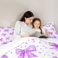 thumbnail image 5 of Erosebridal Purple Polka Dot Bow Queen Comforter Set for Girls, Watercolor Ribbon Bedding Comforter Set for Women, 3 Pieces, 5 of 6