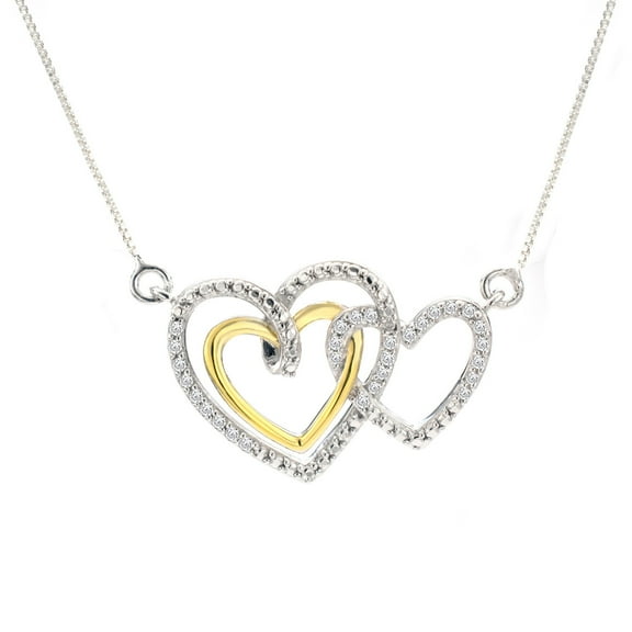 Natalia Drake 1/6 Cttw Diamond Double Heart Necklace for Women in Sterling Silver