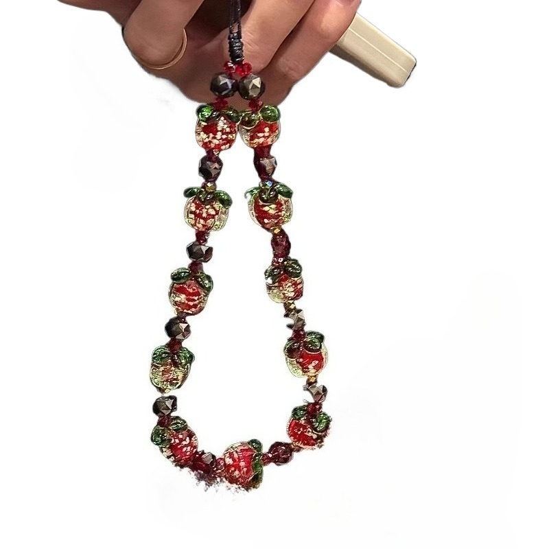 "Good Fortune" Persimmon Lanyard, Glowing Beaded Phone Chain for Women - Elegant & Unique Phone Lany