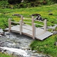 thumbnail image 3 of Outsunny 5' Wooden Rustic Arched Decorative Backyard Garden Bridge with Railings - Natural Wood, 3 of 5
