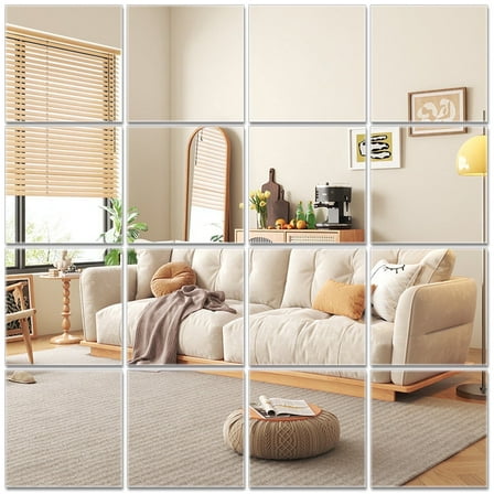 EUWBSSR 20Pcs Mirror Sheets Non Glass Mirror 12inch Flexible Mirror Sheets Tiles Mirror Stickers Wall Decor Mirror for Home Bedroom Closet Bathroom
