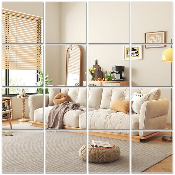 EUWBSSR 20Pcs Mirror Sheets Non Glass Mirror 12inch Flexible Mirror Sheets Tiles Mirror Stickers Wall Decor Mirror for Home Bedroom Closet Bathroom