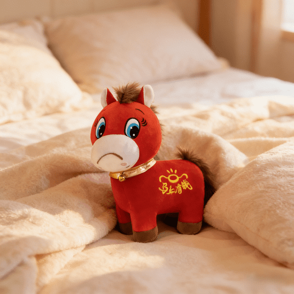 2026 Year of the Horse Crying Horse Plush, 7.87in Funny Smiling & Crying Plushie, Zodiac Holiday Gift for Home Office Car Decor