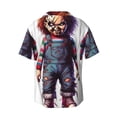 thumbnail image 6 of Lsque Chucky print Men's Cuban Collar Short Sleeve Shirt Summer Beachwear Casual Button Down Fashionable Vacation Leisure Shirt-Small, 6 of 7