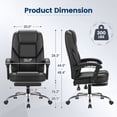 thumbnail image 5 of Vyrox Ergonomic Executive Office Chair with Massage Lumbar Support & Footrest, Reclining High-Back PU Leather Desk Chair,Black, 5 of 7