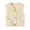 thumbnail image 3 of Oplxuo Women's Chunky Knit Cardigan Vest Chic Button Down Sleeveless Casual Cropped Sweater Tops with Pockets, 3 of 3