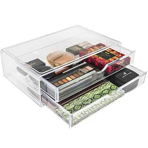 Sorbus Acrylic Cosmetics Makeup and Jewelry Storage Case X-Large Display Sets - Interlocking Scoop Drawers to Create Your Own Specially Designed Makeup Counter - Each Drawer Is Stackable, Detachable