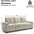 thumbnail image 3 of Fairyland 100" Modular Sofa with Seats Storage, Comfy 3-Seater Chenille Fabric Couch for Living Room, Office, Apart W/Deep Seat, USB Charging, Upholstered Couch with Removable Cover,Beige, 3 of 6