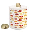 thumbnail image 2 of Modern Piggy Bank, Fruits Pomegranate Orange Juice Kitchen Lemon Yummy Food Illustration, Ceramic Coin Bank Money Box for Cash Saving, 3.6" X 3.2", Apricot Ruby, by Ambesonne, 2 of 4