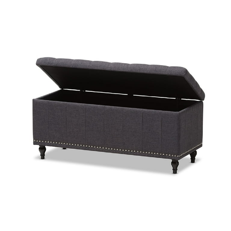 Baxton Studio Kaylee Modern Classic Dark Grey Fabric Upholstered Button-Tufting Storage Ottoman Bench Baxton Studio Kaylee Modern Classic Dark Grey Fabric Upholstered Button-Tufting Storage Ottoman Bench