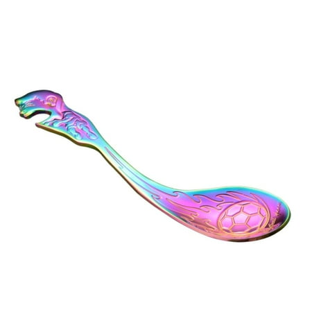 

Creative Dazzling Color Soccer Pattern Stainless Steel With Bottle Opener Coffee Spoon Stirring spoon Football Spoon MULTICOLOR